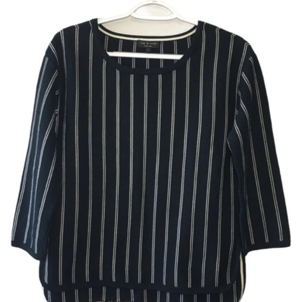 rag & bone Navy and White Striped Sweater